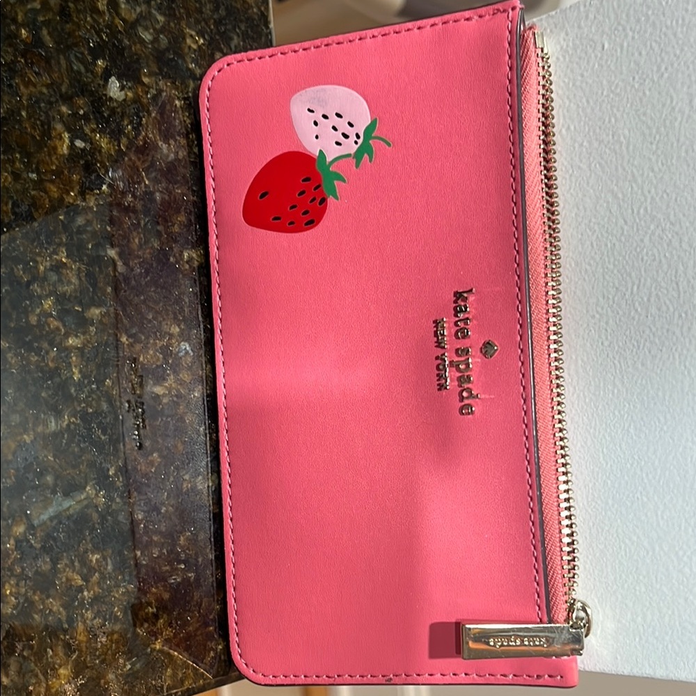Kate Spade Vibrant Pink Wallet with Strawberry Accents